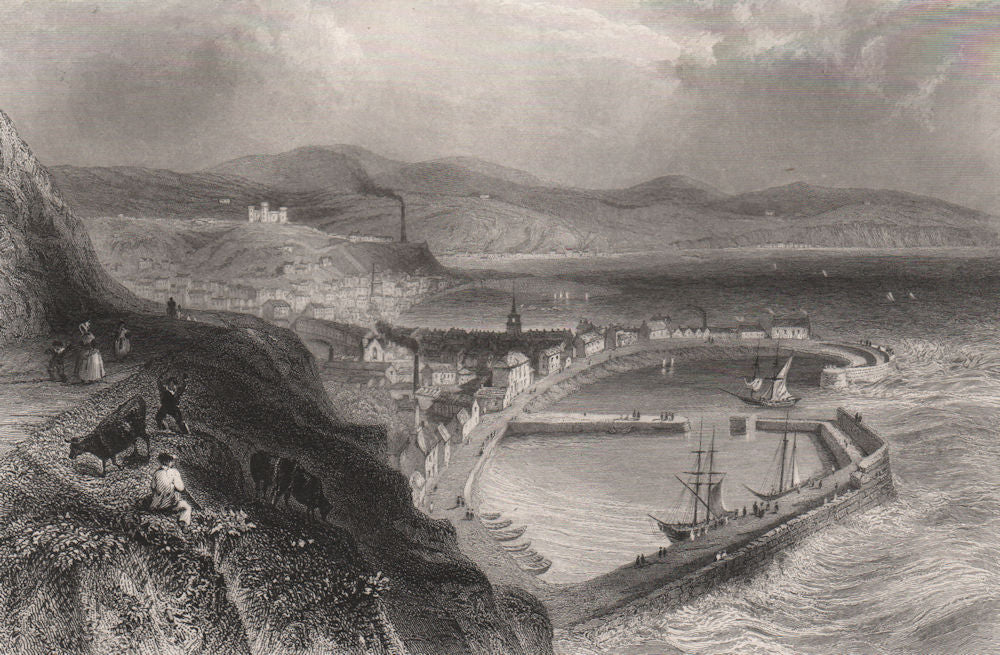 Stonehaven, Aberdeenshire. Scotland. BARTLETT c1840 old antique print picture